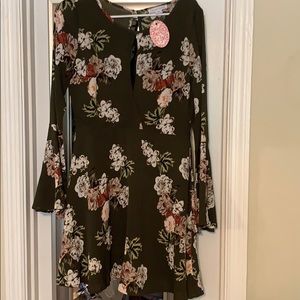 Dark green floral dress